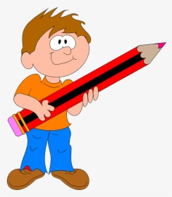 Pencil Clipart Child - Boy Holding Pencil Clipart, HD Png Download, Transparent PNG