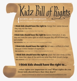 Kidz Bill Of Rights-what Rights Do You Think Kids Should - Bill Of Rights For Kids, HD Png Download, Transparent PNG