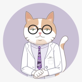 Cartoon Cat In Doctor Lab Coat Wearing Glasses With, HD Png Download, Transparent PNG