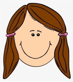 Cartoon Girl Smiling Girl With Brown Ponytails Clip - Sad Girl Face Cartoon, HD Png Download, Transparent PNG