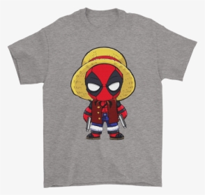 Straw Hat Luffy Chibi Deadpool Marvel One Piece Mashup - Montreal Canadiens Black T Shirt, HD Png Download, Transparent PNG
