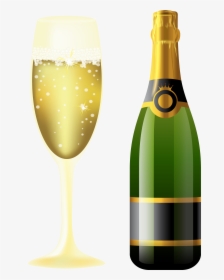 Champagne Bottle Png Transparent Image - Wine Bottle With Glass Png, Png Download, Transparent PNG