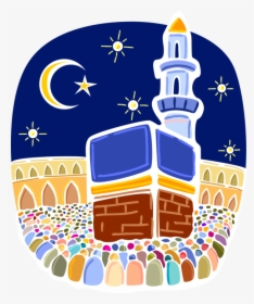 Vector Illustration Of Muslim Hajj Pilgrimage In Al - Pilgrimage To Mecca Cartoon, HD Png Download, Transparent PNG