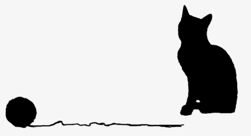 Silhouette Of Cat With - Cat Playing With Ball Silhouette, HD Png Download, Transparent PNG