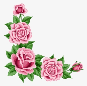Romantic Pink Flower Border Transparent Png - Transparent Pink Flowers Border, Png Download, Transparent PNG