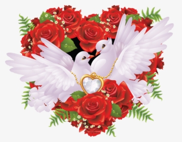 Transparent Wedding Doves Png - Love Birds With Rose, Png Download, Transparent PNG