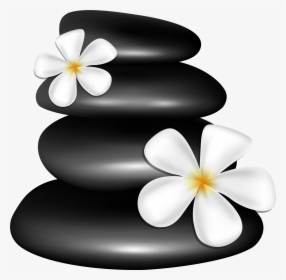 Spa Stones With White Flowers Png Clipart Image - Spa Clipart Png, Transparent Png, Transparent PNG