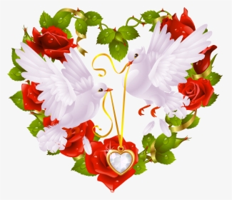 Doves With Heart Clipart - Love Symbols With Birds, HD Png Download, Transparent PNG