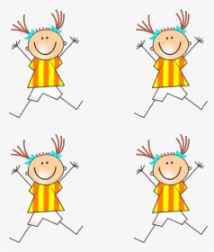 Cartoon Stick Figure Girl Cartwheel Tile Coaster Clipart - Clipart Of Girls Celebrating, HD Png Download, Transparent PNG