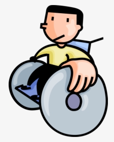 Vector Illustration Of Disabled Boy In Handicapped - Man Walking On Wire Cartoon, HD Png Download, Transparent PNG