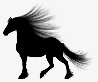 Long Haired Horse Silhouette Clip Arts - Silhouette Horse, HD Png Download, Transparent PNG