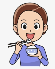 Man Eating Rice Medium - Eat Clipart Png, Transparent Png, Transparent PNG