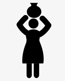 Woman Carrying Jar With Her Head - Women Carrying Pots Icon, HD Png Download, Transparent PNG