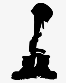 Military Boots With Rifle - Fallen Soldier Silhouette, HD Png Download, Transparent PNG