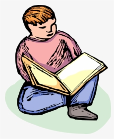 Vector Illustration Of Young Boy Learning To Read Book - Pessoa Lendo Png, Transparent Png, Transparent PNG