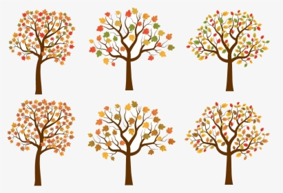 Fall Tree Autumn Trees Clipart Set Cute Red Yellow - Fall Trees Clipart, HD Png Download, Transparent PNG