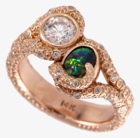 Black Opal & Diamond Octopus Ring   Class - Pre-engagement Ring, HD Png Download, Transparent PNG