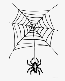 Hanging Spider Animal Free Black White Clipart Images - Spider Net Halloween Clip Art, HD Png Download, Transparent PNG