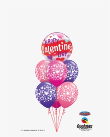 Happy Valentines Day Pink & Purple Balloon Gift - Christmas Balloon Bouquets, HD Png Download, Transparent PNG
