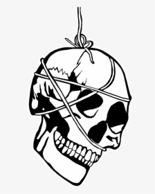 Hanging Skull Tshirt Funny Weird Art Skeleton Rope - Skull With Rope Art, HD Png Download, Transparent PNG