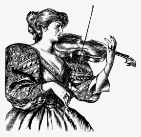 Woman, Music, Line Art, Vintage, Musical, Violin - Illustration, HD Png Download, Transparent PNG