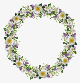 Frame, Wreath, Border, Flowers, Roses, Wisteria - Artificial Flower, HD Png Download, Transparent PNG