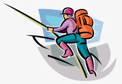 Vector Illustration Of Mountain Climber Climbs Steep - Clip Art, HD Png Download, Transparent PNG