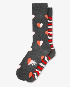 Men S Heart & Ribbon Stripe Socks - Sock, HD Png Download, Transparent PNG