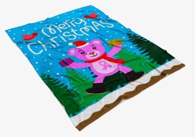Christmas Bear Pink Ribbon Gift Blanket   Data-zoom - Cartoon, HD Png Download, Transparent PNG