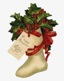 Victorian Christmas Card Stocking, HD Png Download, Transparent PNG
