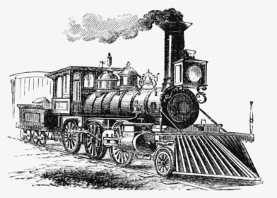 Vintage Locomotive Train Drawing Transparent Image - Second Industrial Revolution Drawing, HD Png Download, Transparent PNG