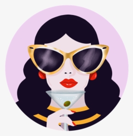 Martini Girl Fancy Strippes Red Lips Martini Character - Illustration, HD Png Download, Transparent PNG