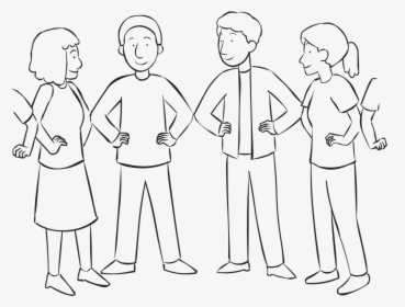 People Forming Tight Circle By Touching Elbows With - Drawing Of People Png, Transparent Png, Transparent PNG