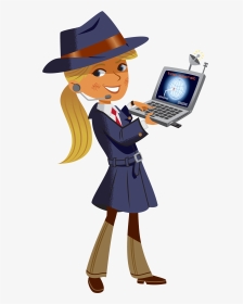 Secret Agent Girl Cartoon Clipart , Png Download - Female Secret Agent Clipart, Transparent Png, Transparent PNG