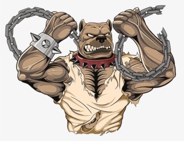 Muscular Pitbull Cartoon , Png Download - Muscle Dog Art Pitbull, Transparent Png, Transparent PNG