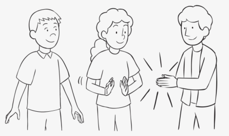 Three People Clapping Hands As Part Of Clap Pass Ice-breaker - Line Art, HD Png Download, Transparent PNG