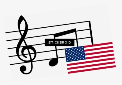 Musical Notes And Flag Usa - Treble Clef Time Signature, HD Png Download, Transparent PNG