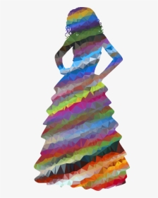 Low Poly Prismatic Streaked Formal Gown Woman Clip - Transparent Girl In Dress Silhouette, HD Png Download, Transparent PNG