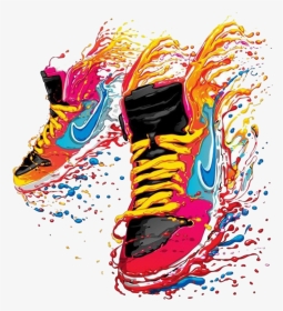 T-shirt Watercolor Sneakers Shoes Nike Free Download - Design Vector T Shirt Png, Transparent Png, Transparent PNG