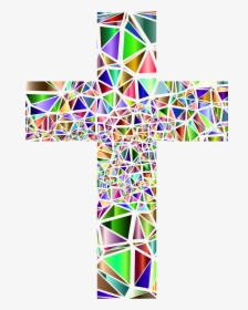 Low Poly Stained Glass Cross 5 No Background Png Freeuse - Stained Glass Cross Clipart, Transparent Png, Transparent PNG