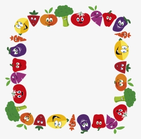 Anthropomorphic Fruits And Vegetables Frame 2 Large - Fruits And Veggies Clipart Border, HD Png Download, Transparent PNG