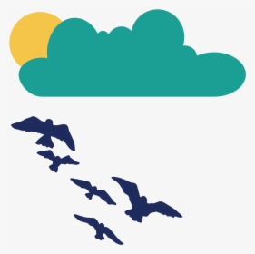 Clouds Seagull Flying - Flock Of Birds Silhouette, HD Png Download, Transparent PNG