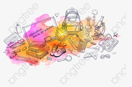 Welcome Back To School - Watercolor School Background, HD Png Download, Transparent PNG