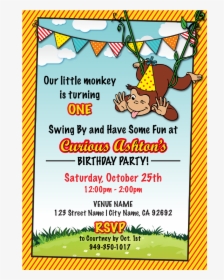 Curious George Birthday Invitations - Poster On Birthday Invitation, HD Png Download, Transparent PNG