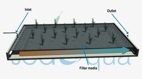 Diagram Of A Horizontal Flow Wetland - Barbed Wire, HD Png Download, Transparent PNG