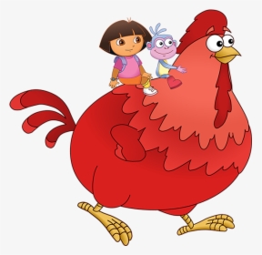 Clip Art Image Dora The Explorer - Dora And Big Red Chicken, HD Png Download, Transparent PNG