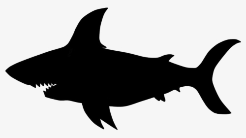 Dinosaur Shark Png Free Transparent Clipart - Shark Silhouette Clipart Black And White, Png Download, Transparent PNG