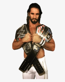 Seth Rollins Large Belt Around Neck - Seth Rollins Wwe And Us Champion, HD Png Download, Transparent PNG