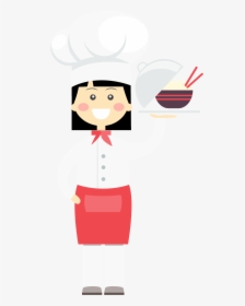Flat Female Catering Industry Chef Cartoon Background - Portable Network Graphics, HD Png Download, Transparent PNG