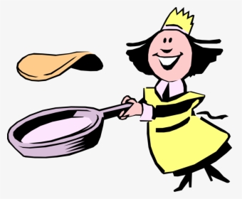 Vector Illustration Of Female Chef Flips Pancake Or - Faire Sauter Les Crepes, HD Png Download, Transparent PNG